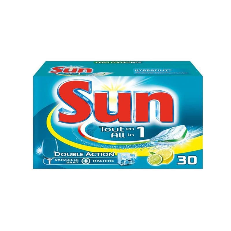30 tablettes lave-vaisselle sun tout en 1 en sachets hydrofilm